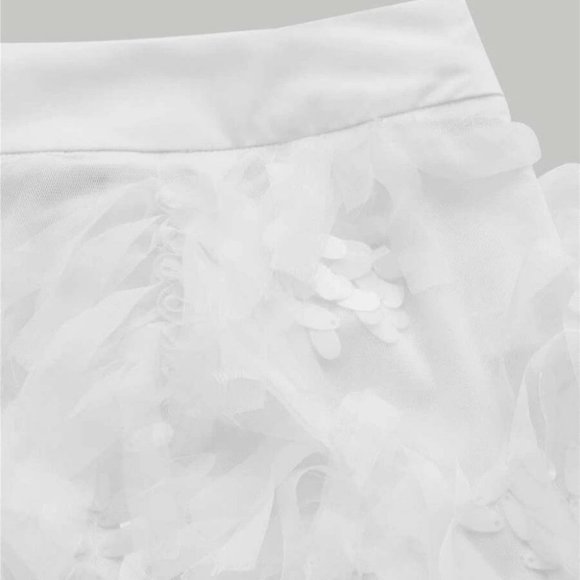 Boho White Fringe All over Detail Straight Mesh Maxi Skirt - Picture 5 of 7